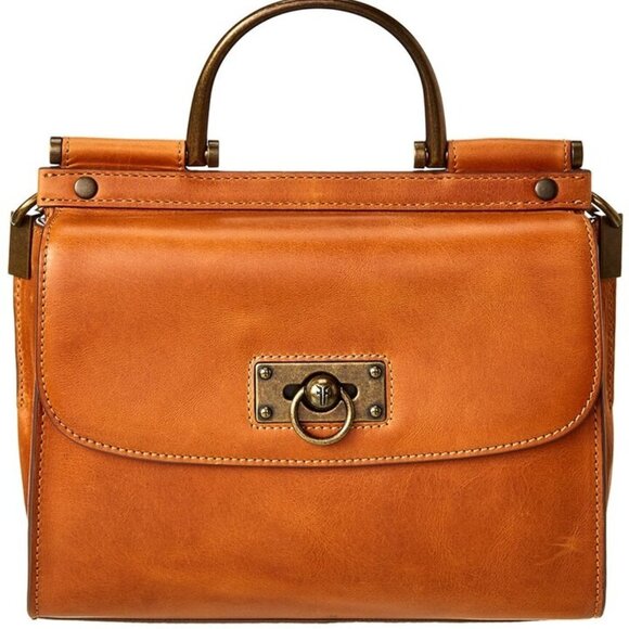 Frye Handbags - NWT Frye Farrah cognac leather satchel metal top handle tote bag crossbody purse